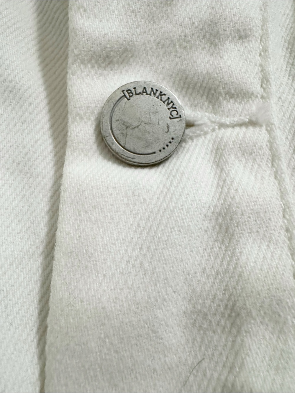Blank NYC Frayed Hem White Denim Jean Jacket Small - Picture 5 of 12